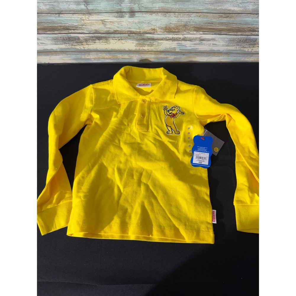 Haribo Polo Shirt 2T Yellow New Goldbear Gummy Bear Long Sleeve Pique Knit‎